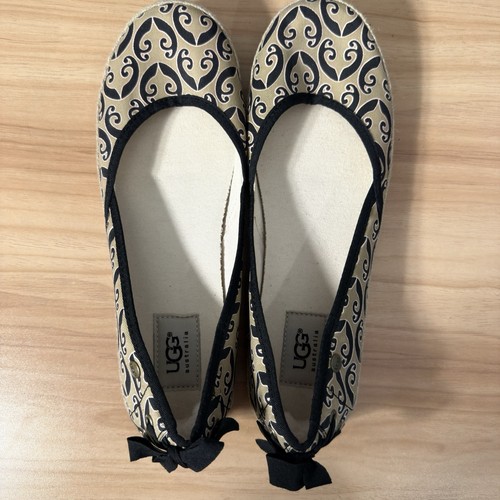 UGG Indah Marrakech Ballet Flats Womens Size 8.5 Tan Black Slip On Shoes 1002691 - Picture 4 of 7