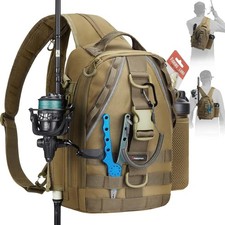 Fishing Backpack with Rod Holder, Lightweight Sling Bag Storge Gear and Equip...
