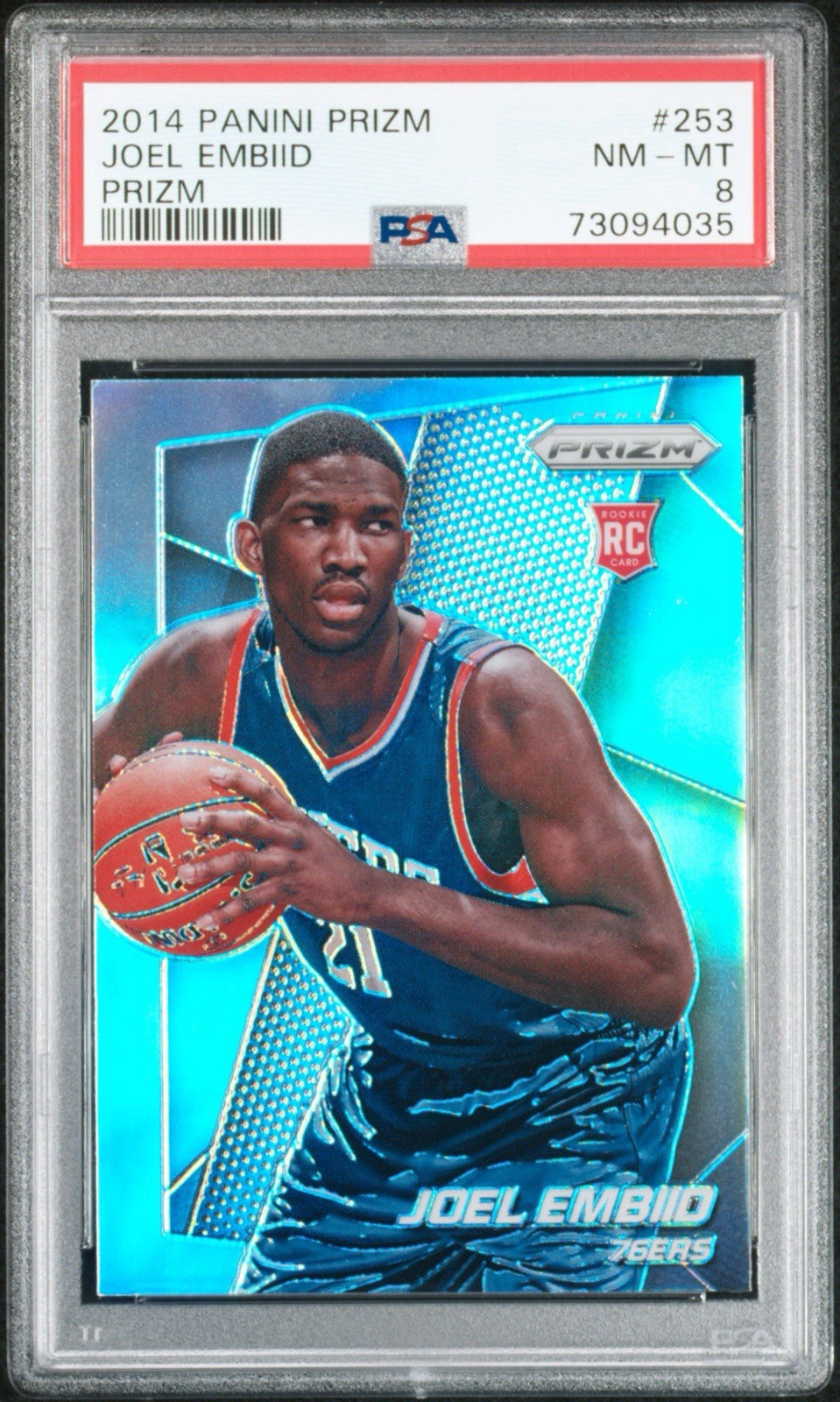 2014 Panini Prizm Joel Embiid #253 Silver 76ers Philly  Rookie RC PSA 8 NM-MT