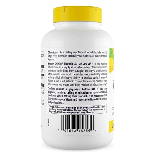 Healthy Origins Vitamina D-3 10000 IU - 360 softgels (olive Oil) - 2 conf. - Foto 3 di 6