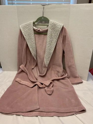 UNDERCOVER VICTORIA'S SECRET The Cozy Accappatoio Short Sherpa con Cappuccio Rosa Cuore Taglia M L