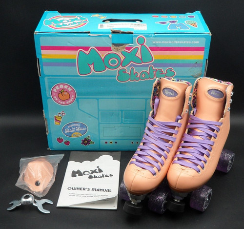 Moxi Roller Skates Womens 7 Peach on the Beach Purple Wheels Tool Box