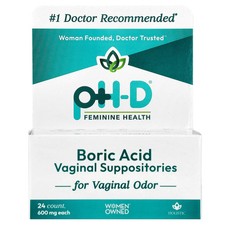 Boric Acid Vaginal Suppositories, 600 mg, 24 Count