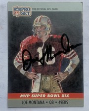 Joe Montana 49ers 1990 Pro Set Super Bowl MVP Card Signed Super Bowl XIX HOF