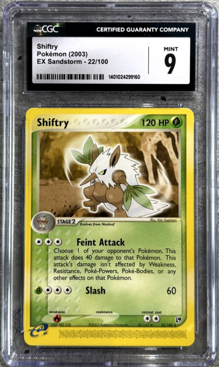 Pokemon Card Shiftry CGC 9 Mint, e-Reader EX Sandstorm 22/100, 2003 (1A)