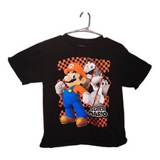 Super Mario T Shirt Kids Size M Black Graphic Tee Nintendo Video Game
