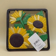 Sunflower Four-Footed Trivet 8" Square New Evergreen Home & Garden