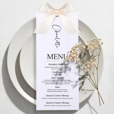 50 Sets 4x9 Inch White Blank Wedding Menu Name Place Cards 76lb Cardstock