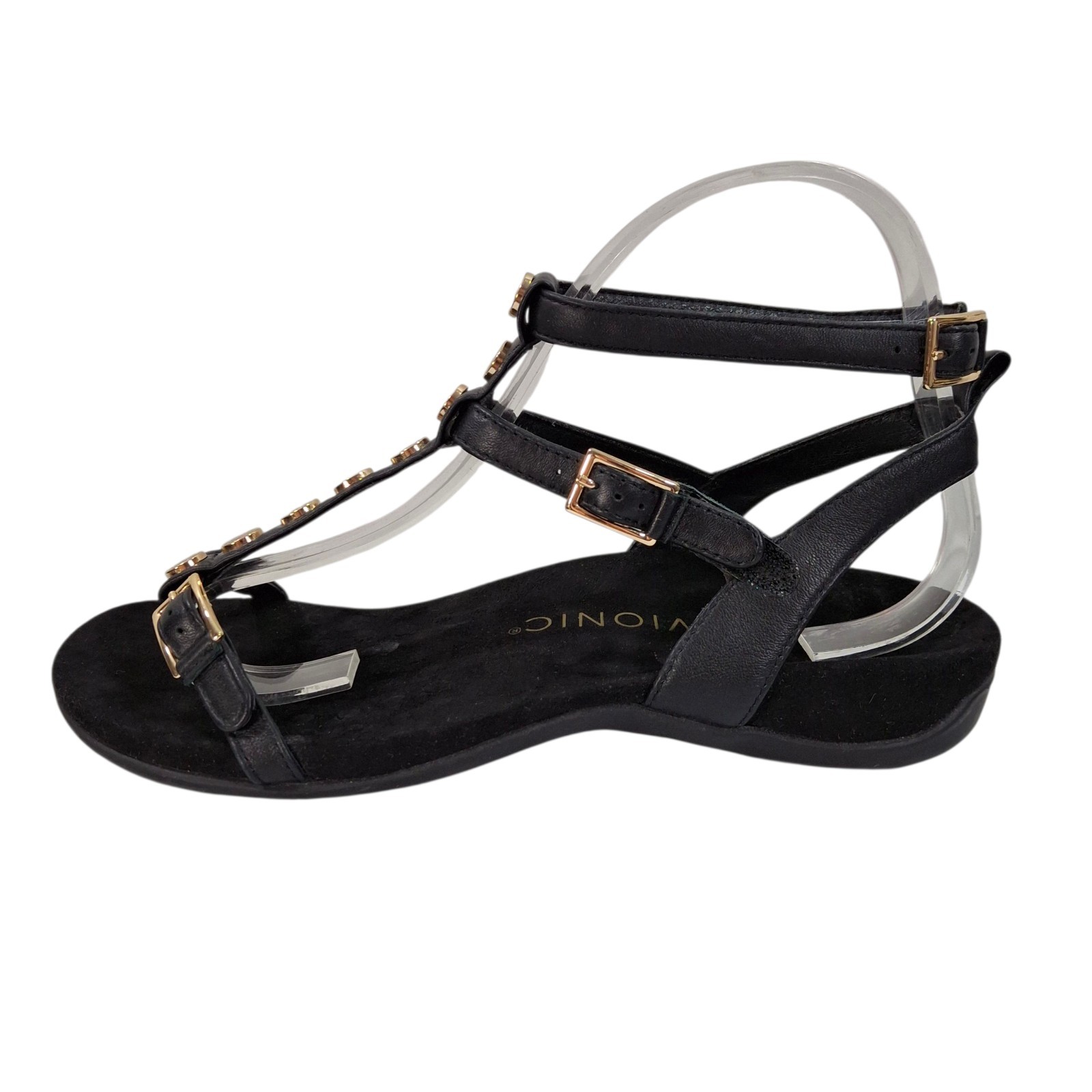 Vionic Hailey Gladiator Sandals T Strap Black Lea… - image 4