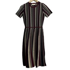 TORY BURCH - Dark Navy Bordeaux Cream Women's Dress