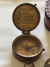 Brass Compass Nautical Working Engraved Compass ~ Scout Law~ Gifts
