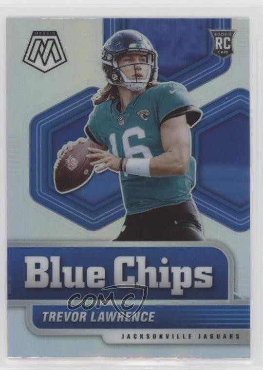 2021 Panini Mosaic Blue Chips Silver Prizm Trevor Lawrence #1 Rookie RC sq1