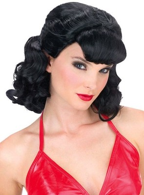 Hot Rod Honey Black Greaser Rock Roll 50er Jahre Damen Kostüm Perücke