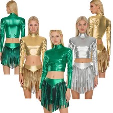 Womens Dancewear 2 Piece Outfits Rock Costume Club Sets Night Dance Daily Wear