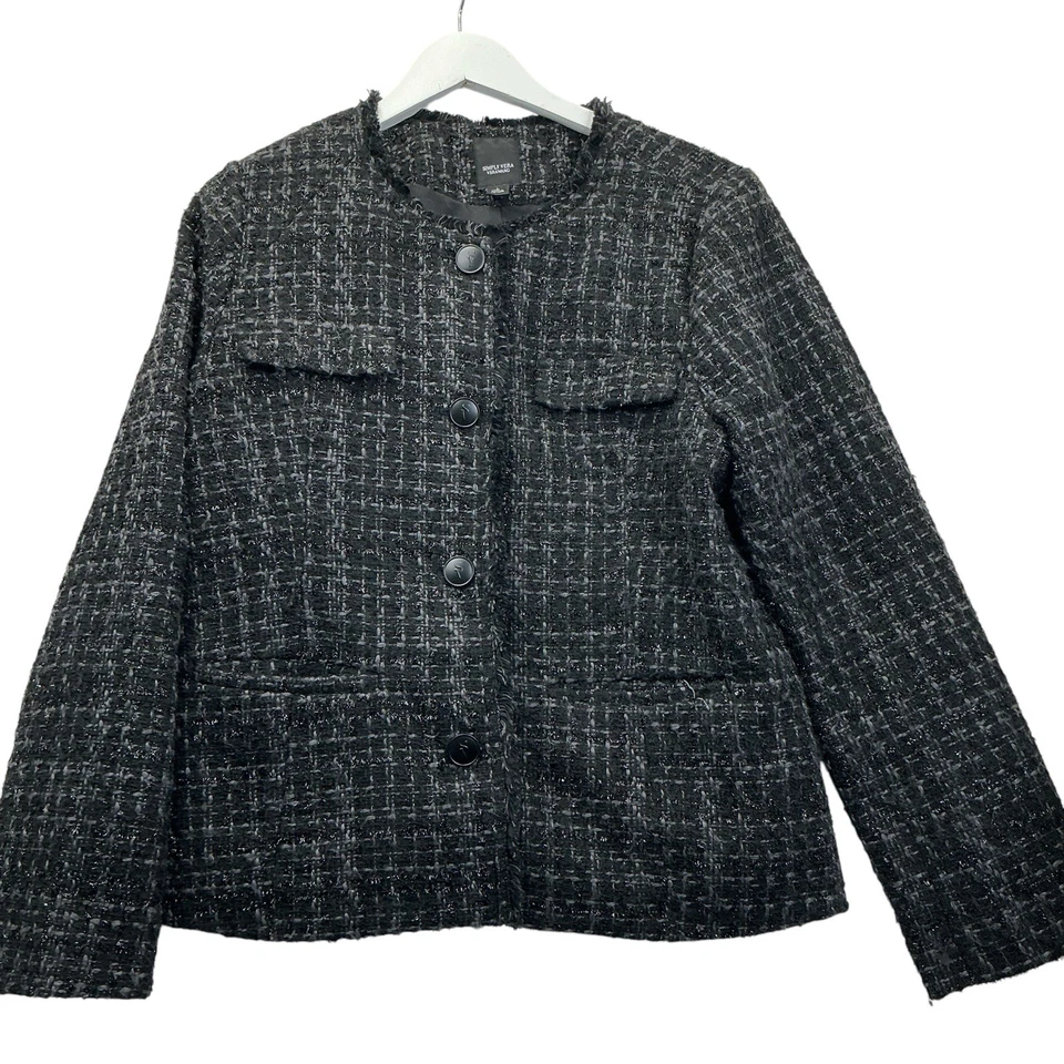 Blazer de tweed Simply Vera Wang para mujer talla grande negro Foto 2 de 4