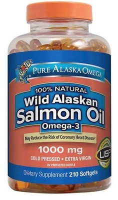 Pure Alaska Omega-3 Wild Alaskan Salmon Oil 1000mg, 210 Softgels EXP 11/2027