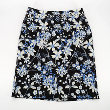 Talbots Blue Floral Cotton Blend Lined Pencil Skirt Women's Size 8