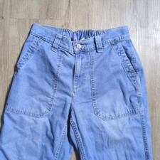 Old Navy High Rise OG Chino Pants Womens S Blue Elastic Waist Pockets Cotton
