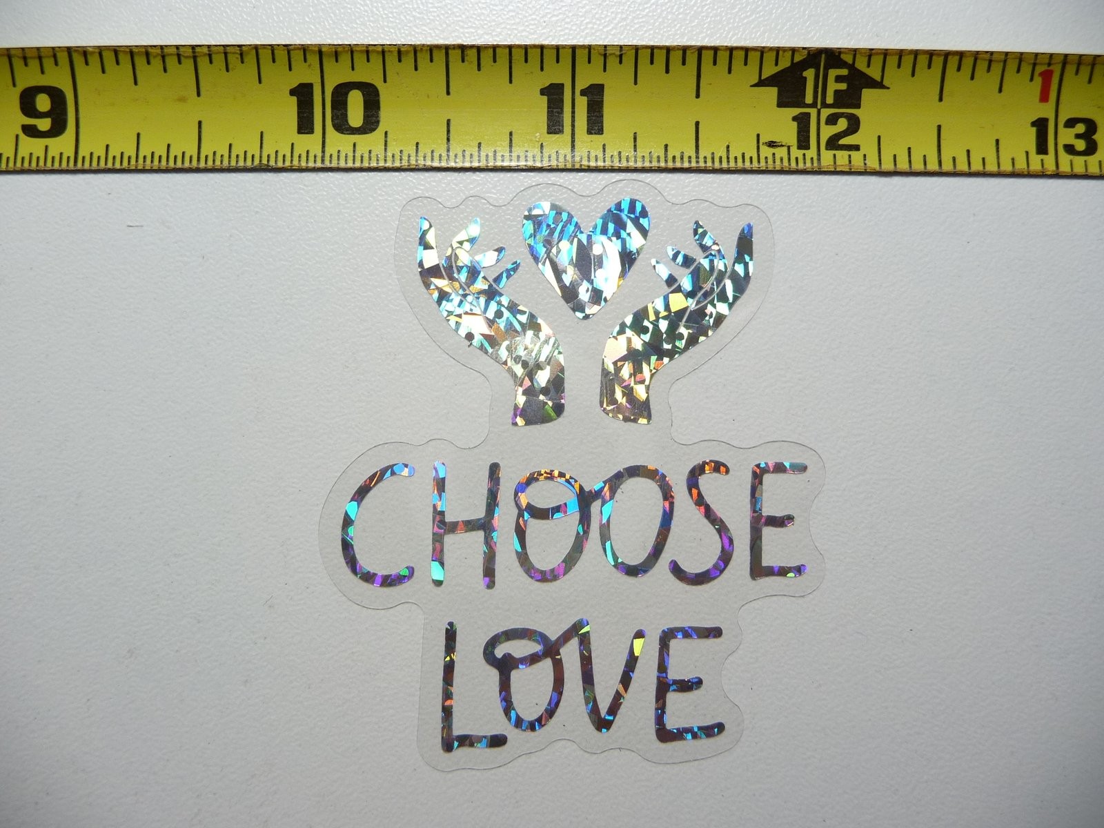 Holographic Choose Love Heart Hand Sticker Motivational Positive Vibes Decal