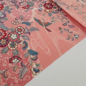 Songbird Harmony #B 15x61 LONG Vintage Japanese Kimono Silk Fabric RW95