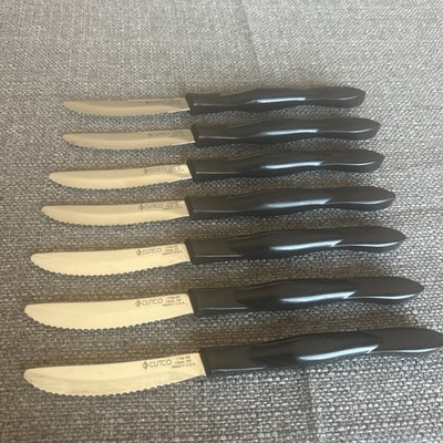Cutco 1759 6 KR 1 KQ Serrated Table Steak Knife Dark Brown Handle 7 PC Set Nice!