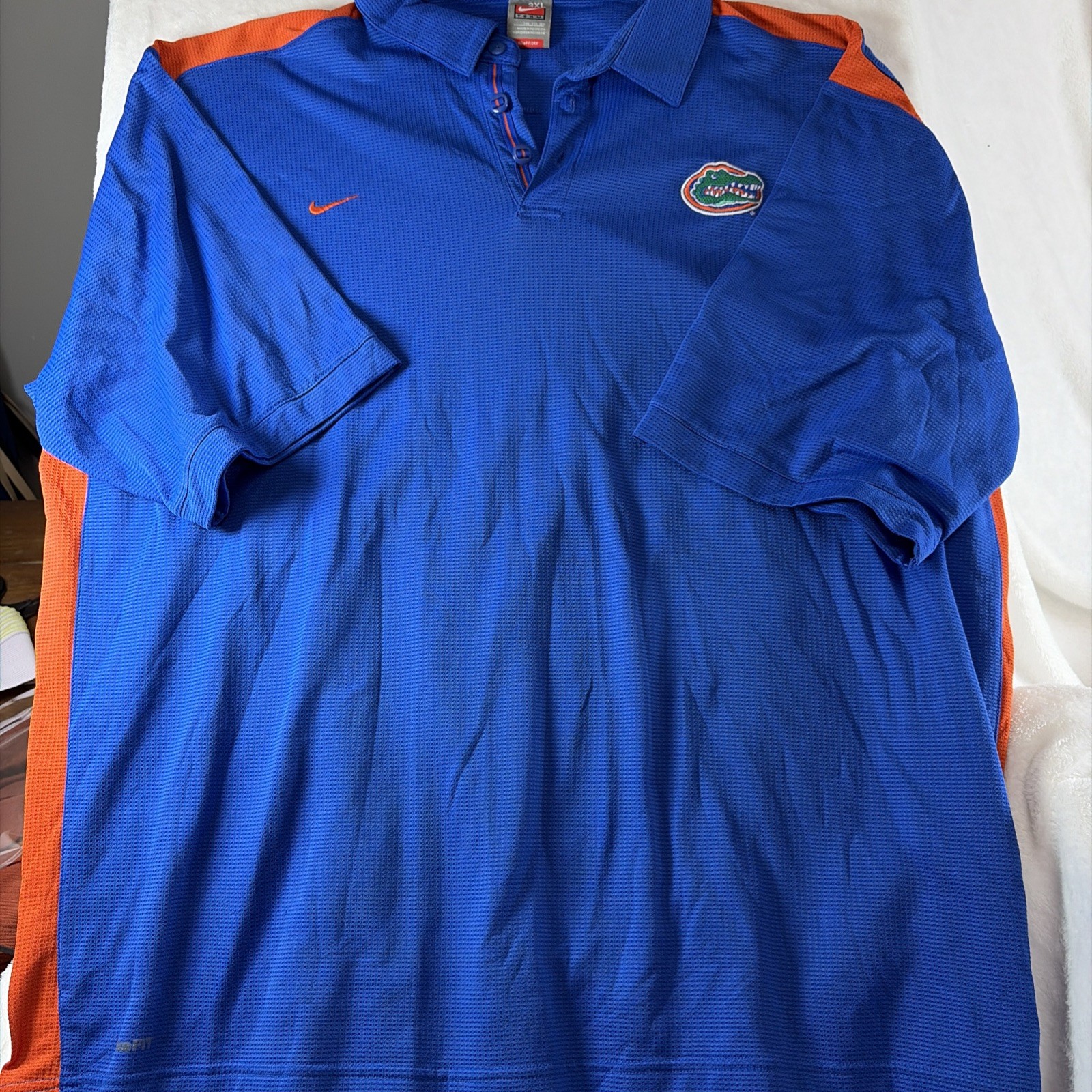 Nike Dri-Fit Textured Polo 3XL Florida Gators Blue Orange Short Sleeve Golf Men