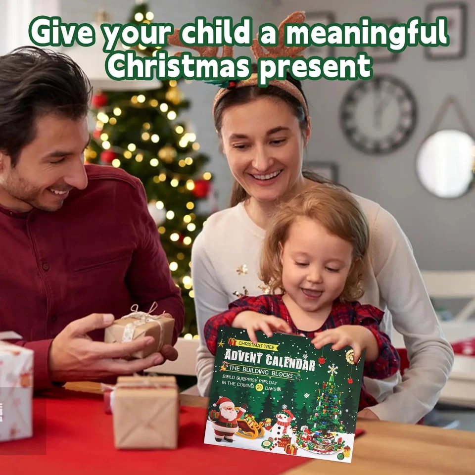 Advent Calendar Christmas Tree Building Blocks with LED Lights 24-Day Countdown - Image 3 of 4