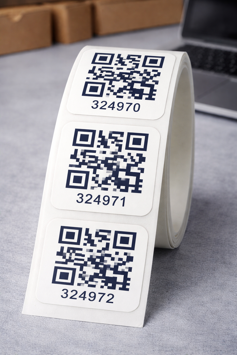 QTY 1000-SERIAL NUMBERED QR CODE LABELS STICKERS-DURABLE-1 INCH