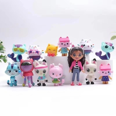 13pcs Gabby Dollhouse Anime Figure Toy Smiling Car Cat Hug Gaby Girl Dolls