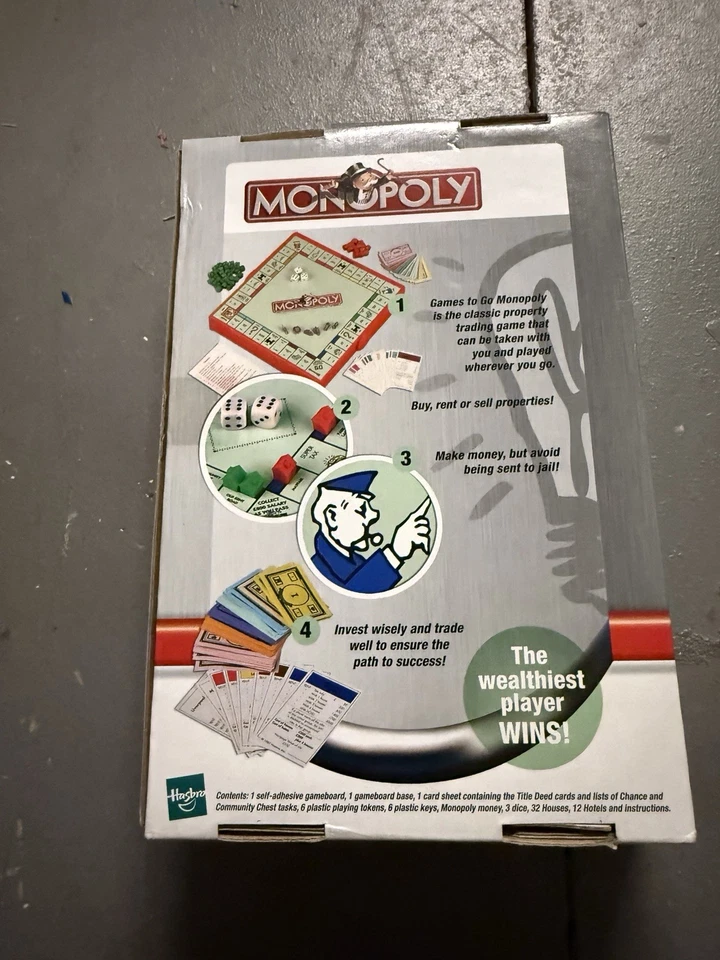 Monopoly Portable Board Game Games To Go Travel Size 2002 Unused but box opened. - Image 2 of 3