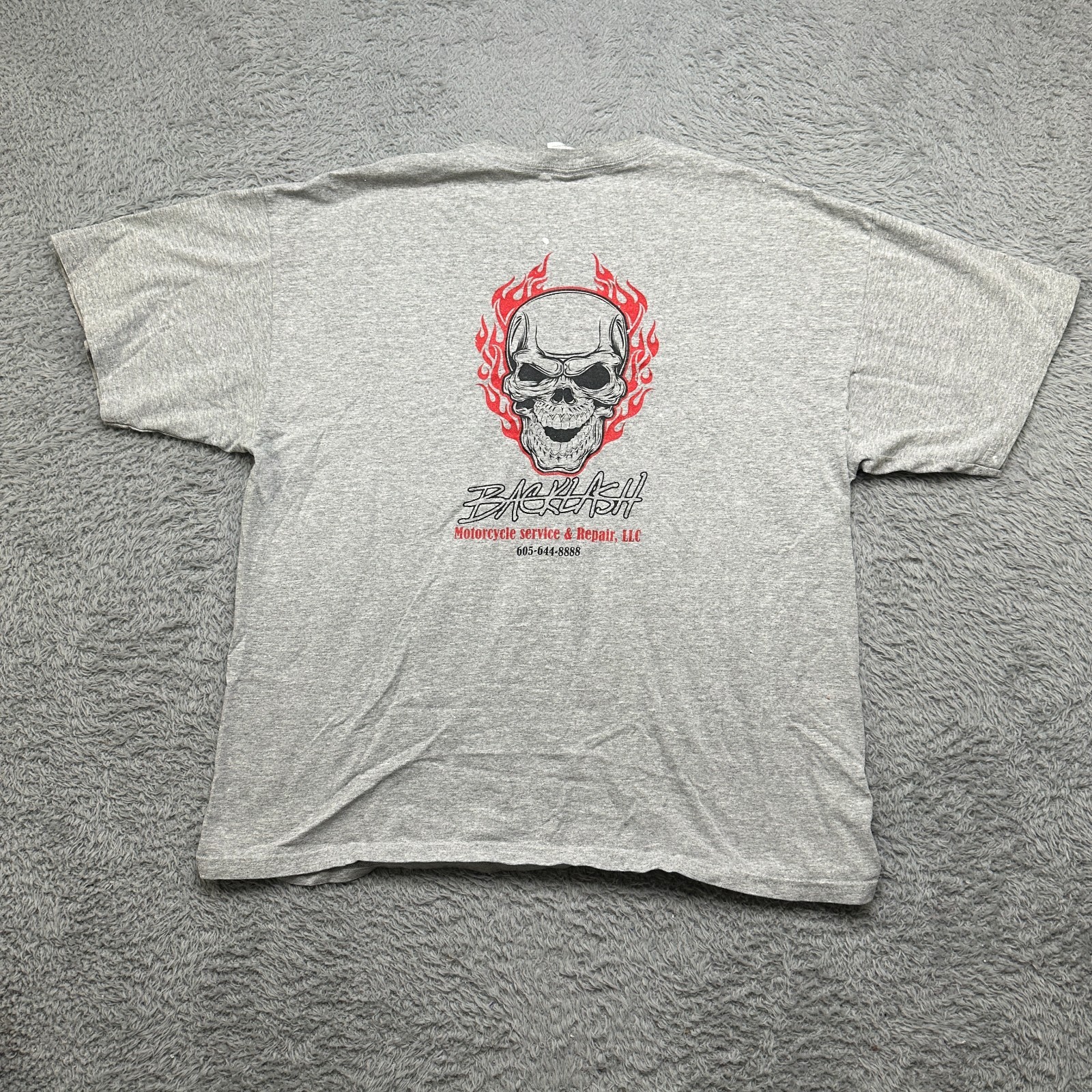 Vintage Paint Stained Biker Skull T-Shirt Mens XL Gray Short Sleeve Gildan