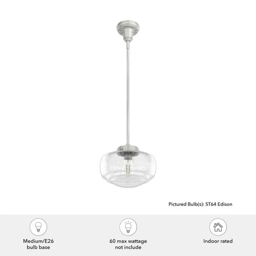 Hunter Saddle Creek 1-Light Brushed Nickel Mini Pendant with Seeded Glass Shade - Picture 4 of 10