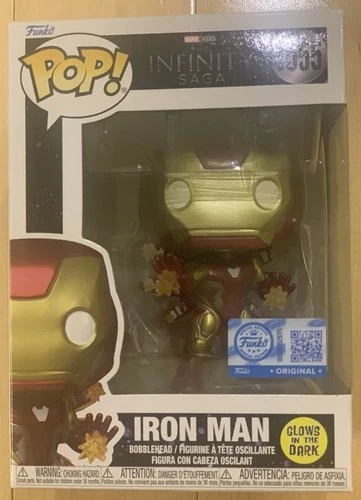 🔥 Funko Pop! Iron Man 🔥 1555 GITD  Funko Shop Exclusive w/Pop Protector