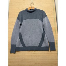 Lululemon Knit Turtleneck Sweater Size 8 Grey Merino Wool Colorblock Textured