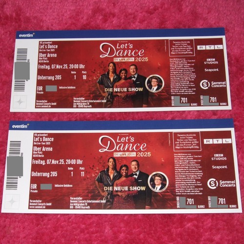 Let's Dance ✔️ ERSTE REIHE Unterrang Längsseite ✔️ 2 Tickets Berlin 07.11.2025