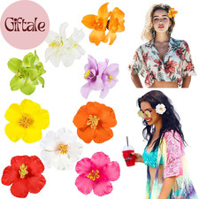 10 Pcs Hawaiian Flower Hair Clips for Women, Plumeria Hibiscus Hair Clips, 3.5 I