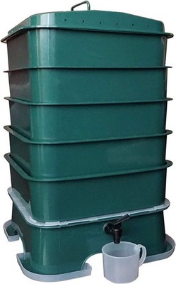 5-Tray Worm Compost Bin Easy Setup and Sustainable Design HDPE Plastic Garden