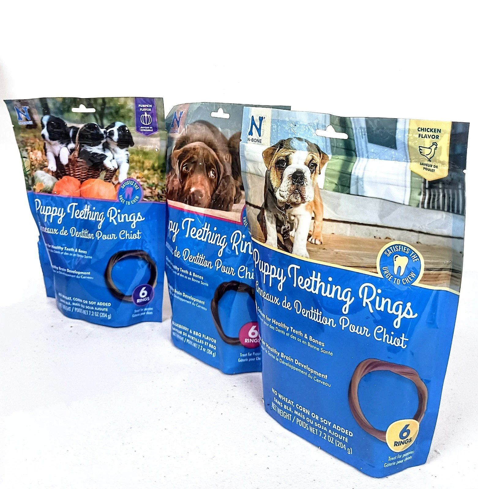 N-Bone Puppy Teething Rings 6 Count Bags 1-Pumpkin 1-Chicken 1-BlueBerr/BBQ 2026