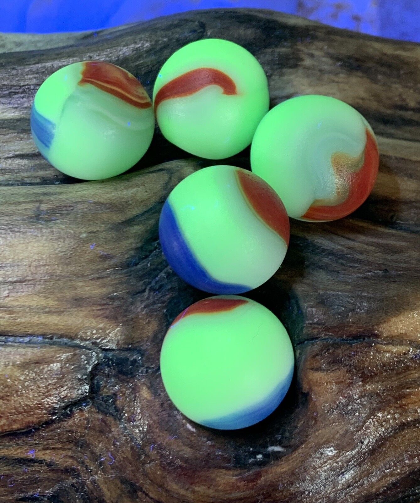 UV Vintage Beach Glass Sea Glass Frosted Marbles White W/ Red &