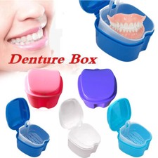 Denture Bath Case Dental False Teeth Storage Box with Hanging Net Container