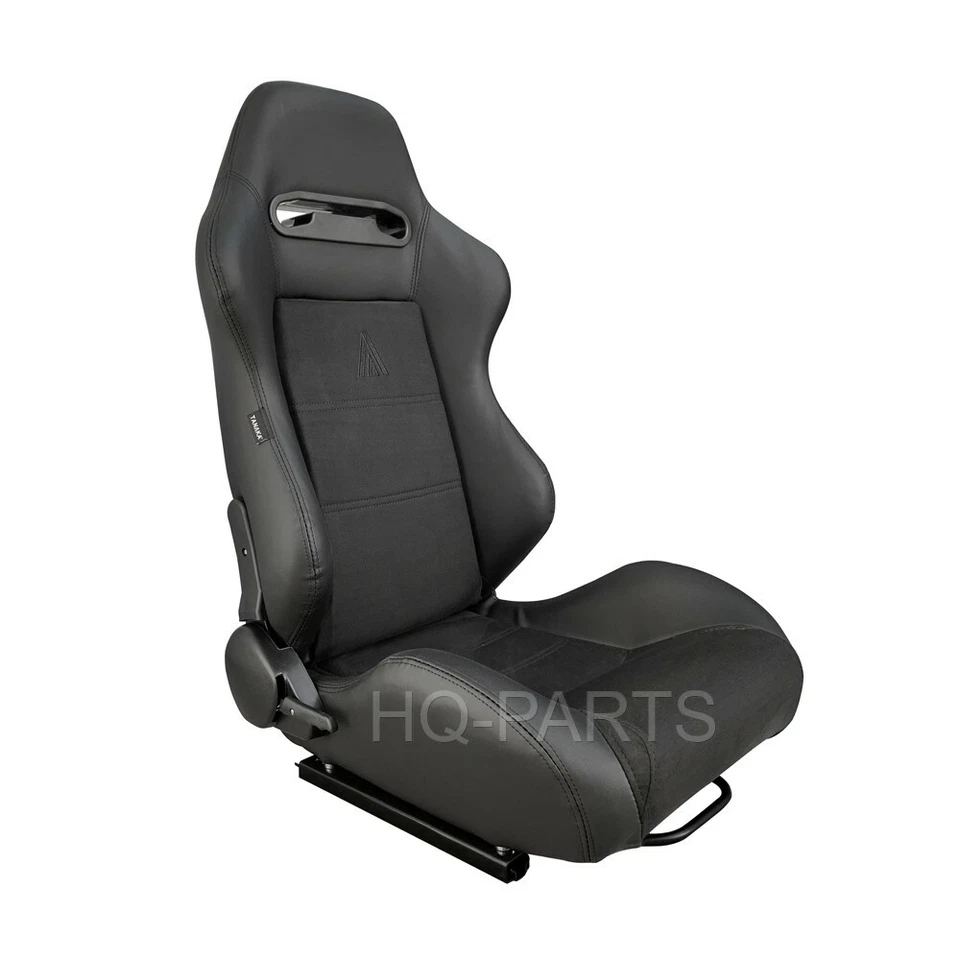 2X ASIENTOS DE CARRERAS DE GAMUZA NEGRA Y CUERO PVC TANAKA RECLINABLES SE ADAPTA A TOYOTA Foto 3 de 4