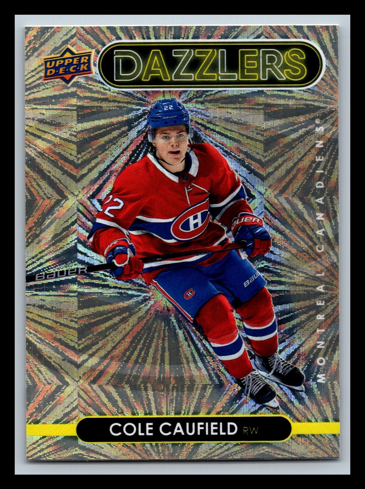 2021-22 UD SERIES 1 ORANGE-GOLD DAZZLERS DZ-25 COLE CAUFIELD