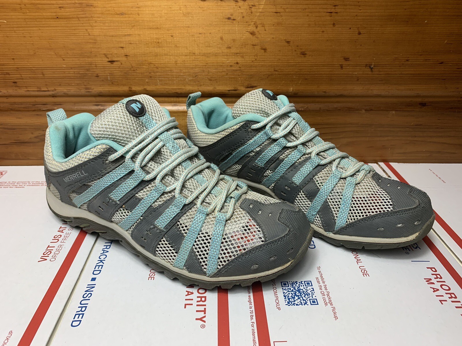 Scarpe Merrell Mykos Aquatic da donna grigie blu acqua Trails taglia 7 5 donna
