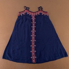 Braeve Women's Medium Navy Blue Embroidered Trim Sleeveless Pullover Sundress