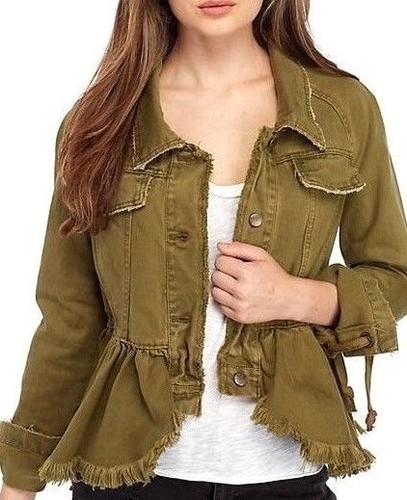 Free People Willow Denim Jacket Lace Up 