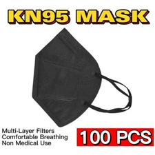100 Pcs Black KN95 Protective 5 Layer Face Mask Disposable Mask
