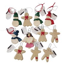 Vintage Clay Dough Ornament Christmas Angel Snowman Gingerbread Man Set of 11