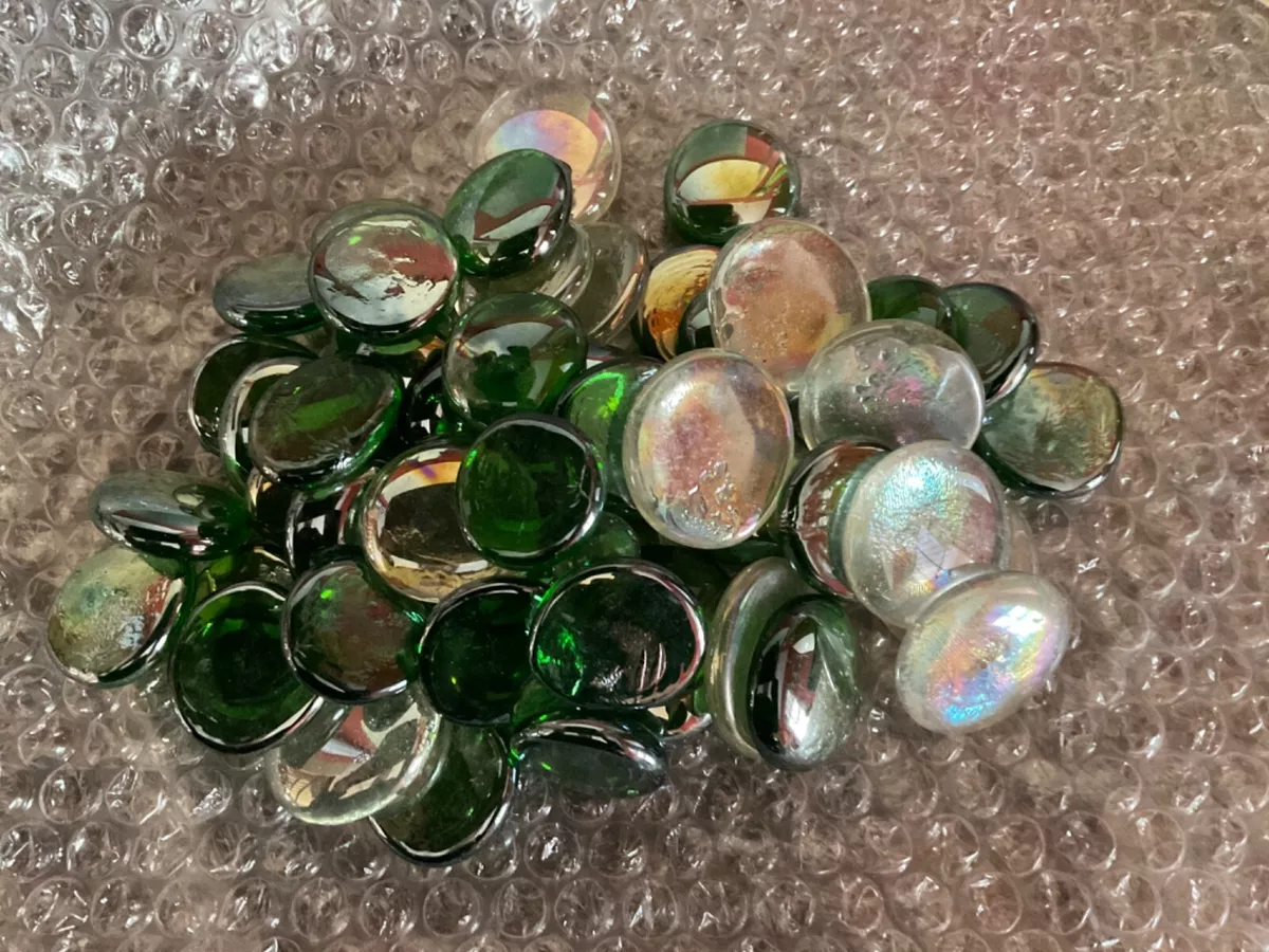 Flat Marbles Glass Gems Pebbles Vase Fillers Beads for Vase 1” r bigger 1  lb 9oz