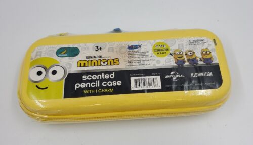 Minions Zippered Pen Pencil Pouch Crayon Case SCENTED Banana with Charm Keychain - Picture 3 of 4