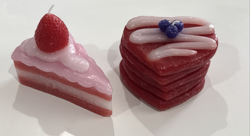 Lot of 2 Cake Candle Strawberry Shortcake Pancake Home Decor Unique - Picture 7 of 11